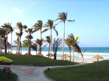 Tra Co beach, a significant stop-over on approaching Vietnam
